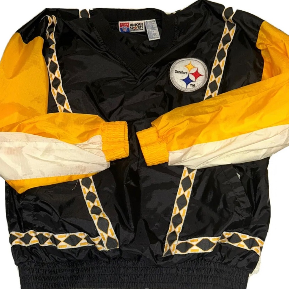 90S RARE Vintage Pittsburg Steelers Jacket Pullover Jacket Size Medium NFL